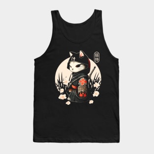 Samurai Cat Tattoo, Kawaii Ninja Cat Tank Top